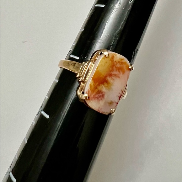 10k Vintage Rose Gold and Dendritic Agate Ring - Picture 10 of 10
